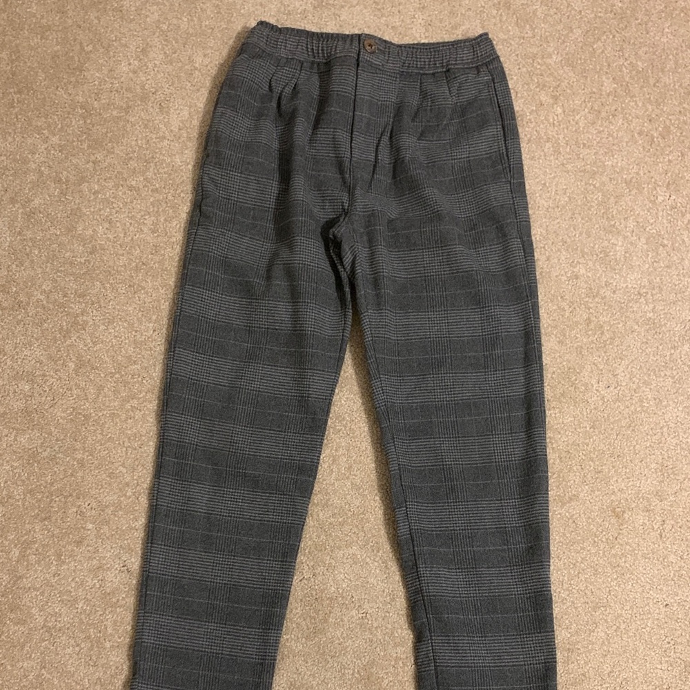 Zara Kids Gray Plaid Trousers